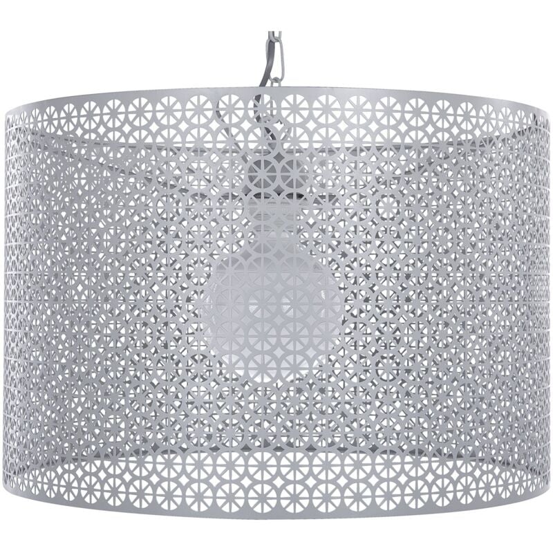 Lampe Suspension Fantaisie Grise en Métal avec Abat-jour Grillagé E27 60W Idéale pour Salon ou Salle à Manger Design et Glamour Beliani