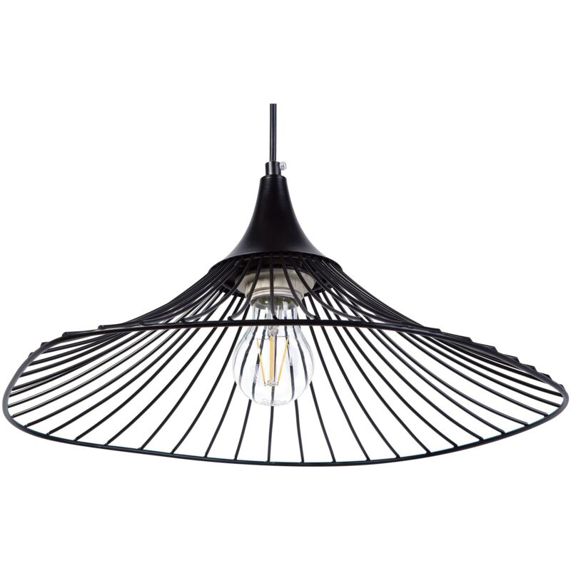 Lampe Suspension Filaire en Métal Noir E27 60W pour Ampoules Filament Solution Éclairage pour Maison au Design Industriel et Urbain Moderne Beliani