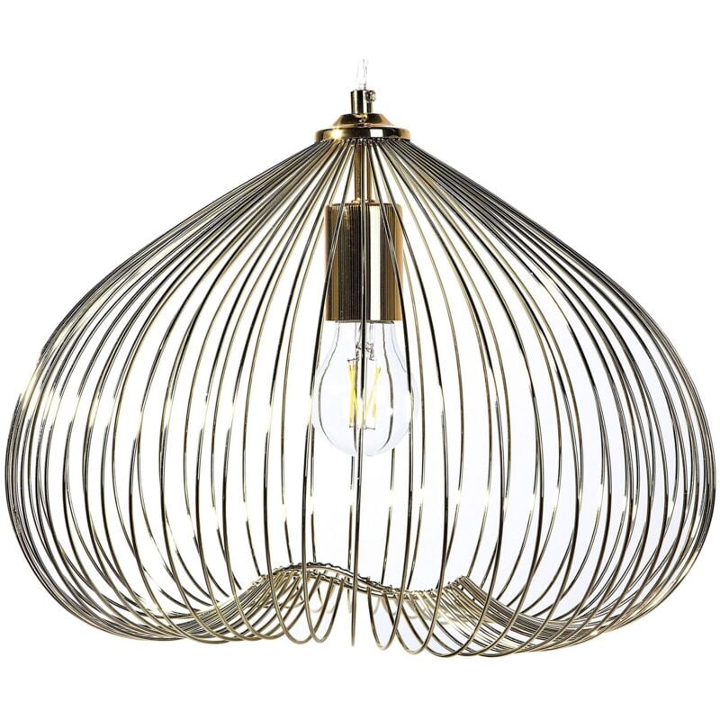 Beliani - Lampe Suspension Filaire Design en Métal Doré E27 60W pour Ampoules Filament Solution Éclairage pour Maison au Style Moderne et Glamour