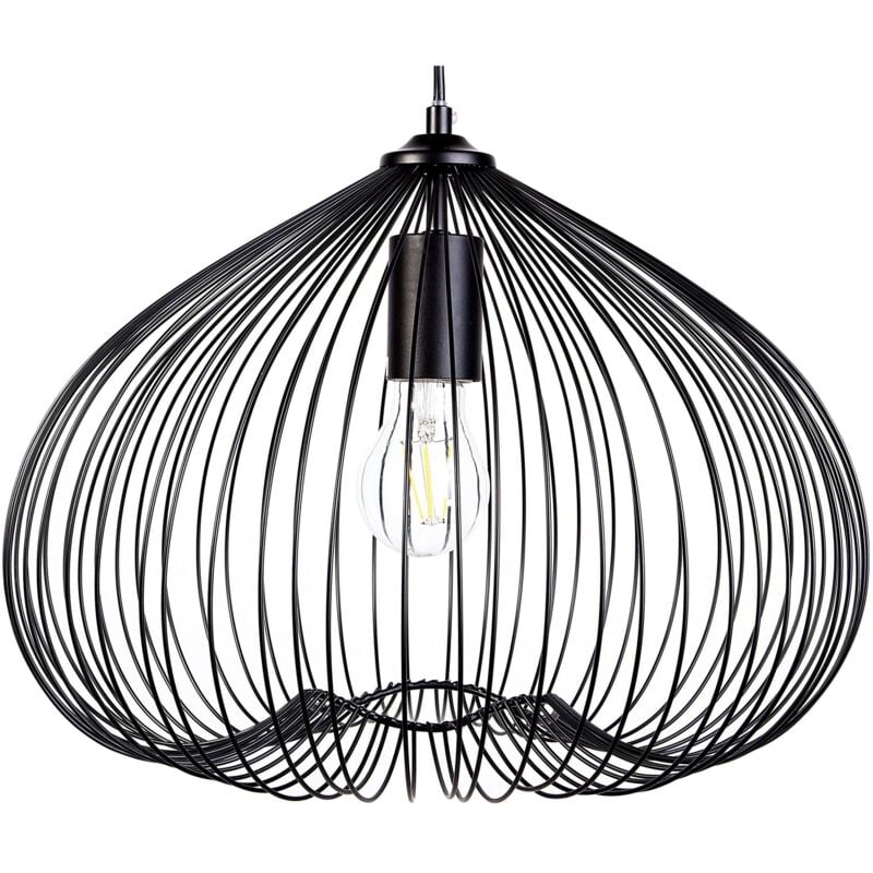 Beliani - Lampe Suspension Filaire Design en Métal Noir E27 60W pour Ampoules Filament Éclairage Idéal pour Maison au Style Industriel et Moderne