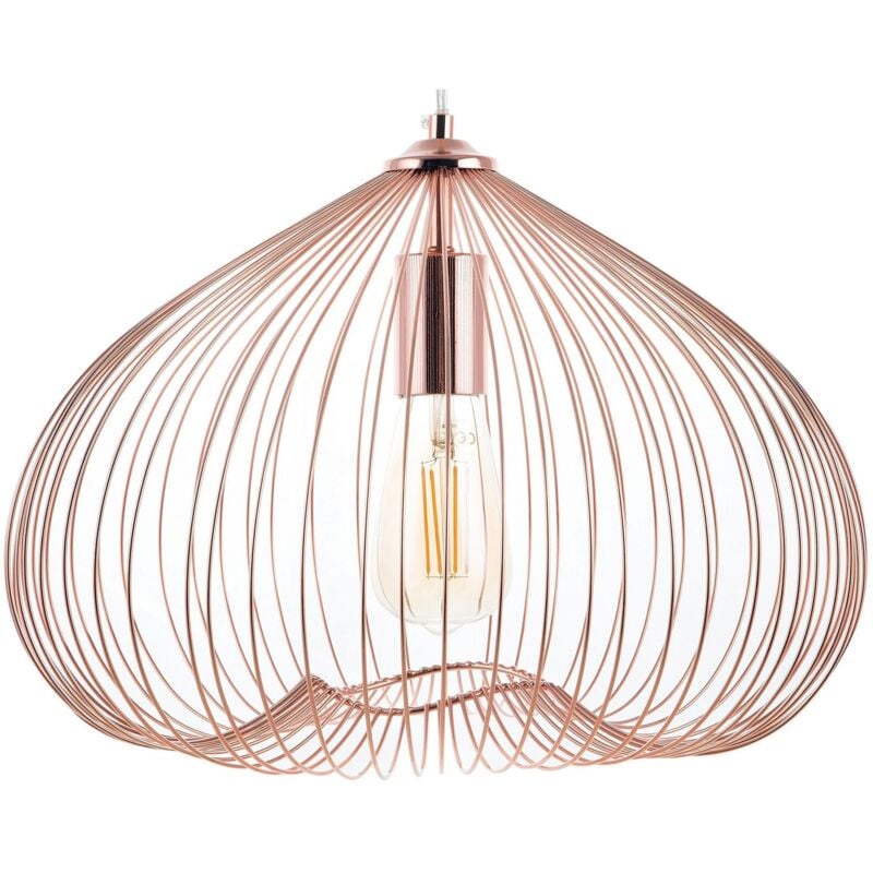 Beliani - Lampe Suspension Filaire Design en Métal Cuivré E27 60W pour Ampoules Filament Éclairage Idéal pour Maison au Style Moderne et Glamour