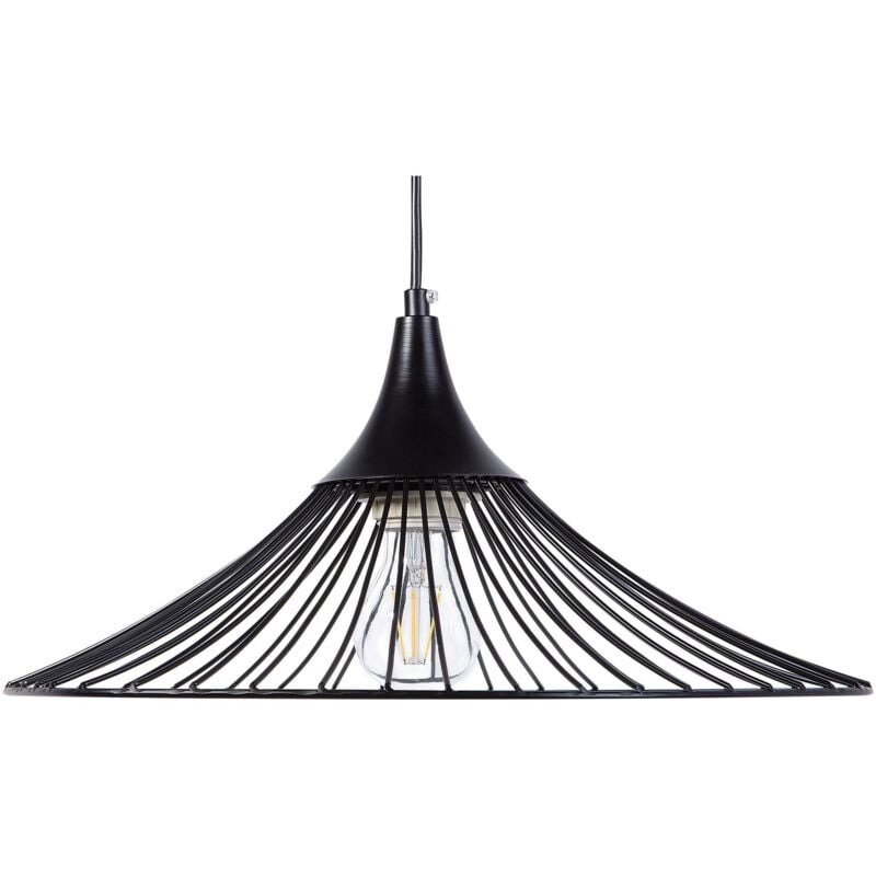 Lustre Lampe Suspension Filaire en Métal Noir E27 Max. 60W Éclairage Tendance pour Salle à Manger ou Salon Moderne et Industriel Beliani