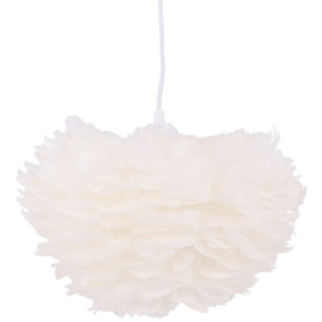 Lampe Suspension en plume "Nicola" 35cm Blanc