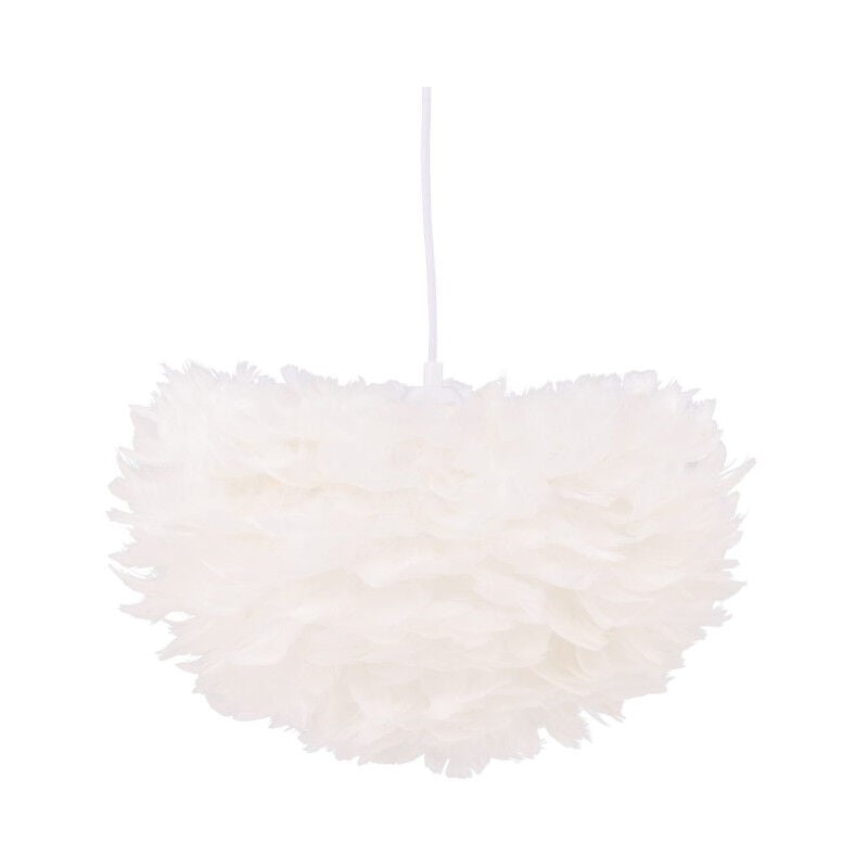 Paris Prix - Lampe Suspension en plume 'Nicola' 45cm Blanc