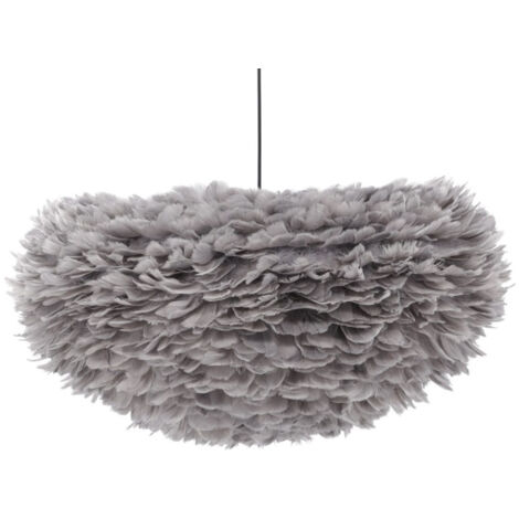 Lampe Suspension en plume "Nicola" 75cm Gris