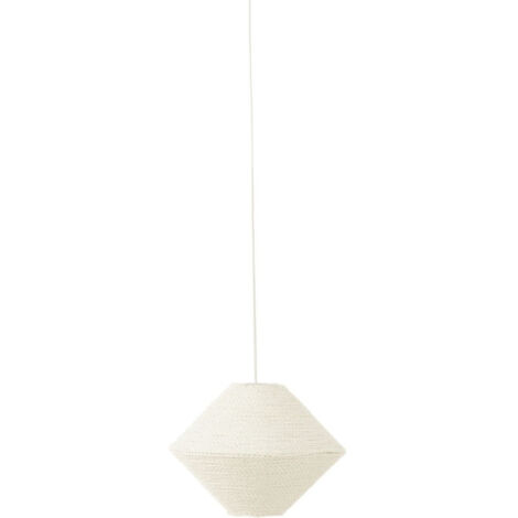 Lampe Suspension en Raphia "Soucoupe" 35cm Blanc