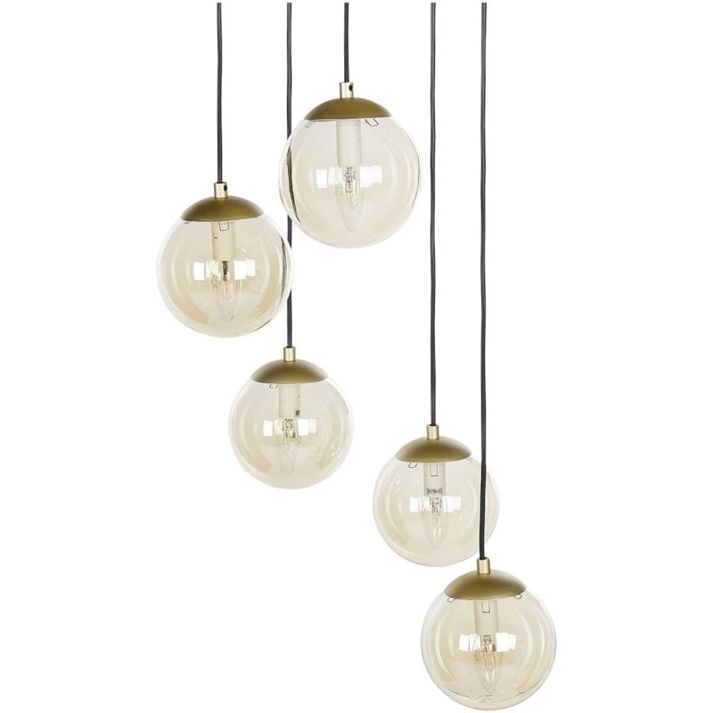 Beliani - Lampe Suspension en Verre et Acier Doré Ampoule E14 non Incluse 5 Lumières Noel