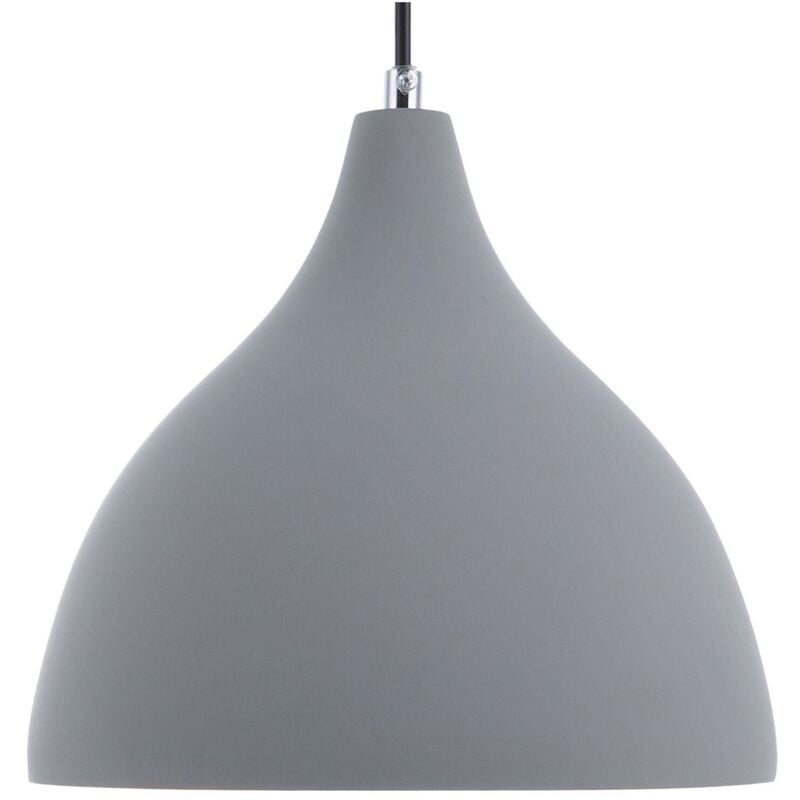 Luminaire Lampe Suspension Scandinave Grise Effet Béton Plâtre E27 Max. 40W Idéale pour Salon Chambre ou Cuisine au Design Nordique Beliani