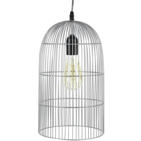 Lampe Suspension "Haute Cage" 38cm Argent
