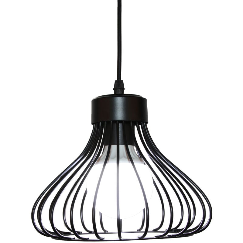 Lampe Suspension Industrielle E27 23cm Retro Plafonnier Lustre Luminaire Cafe Restaurant Noir 1PCS