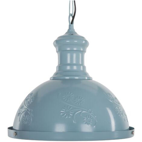 Lampe Suspension Industrielle en Métal Bleu E27 40W pour Éclairage de Cuisine ou Salle à Manger au Design Rétro Vintage et Urbain Beliani