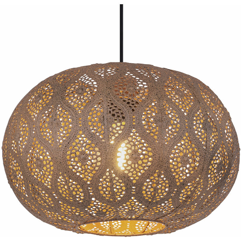 Etc-shop - Lampe suspension lampe salon oriental, poinçonnage décoratif en métal couleur rouille, 1x douille E27, DxH 30x120 cm
