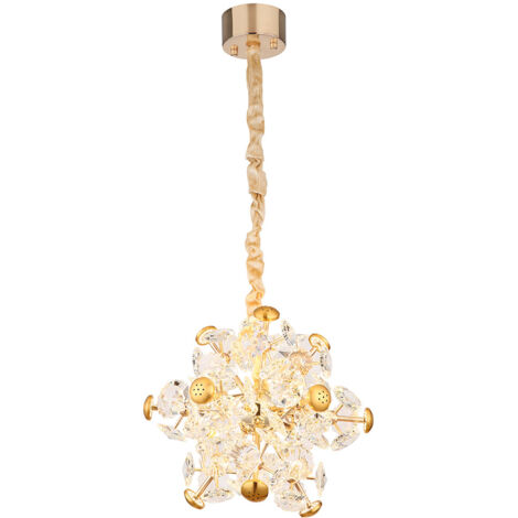 Lampe suspension lampe suspendue plafonnier LED métal couleur or cristaux de verre 40 cm