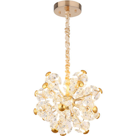 Lampe suspension lampe suspendue plafonnier LED métal couleur or cristaux de verre 50 cm