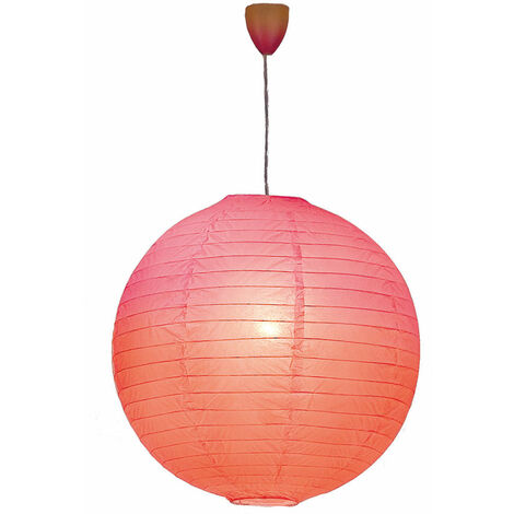 Lampe suspension lampe suspension lampe boule lampe salle à manger lampe salon, papier dessin boule rouge orange, 1x douille E27, D 50cm