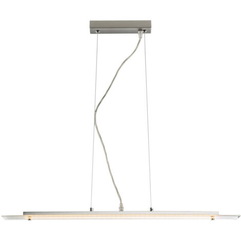 Lampe suspension lampe suspension lampe suspension lampe de salle à manger lampe de table à manger, verre argent dépoli, 1x LED 24W 1280Lm blanc chaud, LxPxH 70x7x120cm