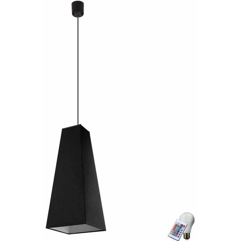 Etc-shop - Suspension tissu noir Eclairage suspendu changeur de couleur DIMMER dans un set comprenant des ampoules LED RGB