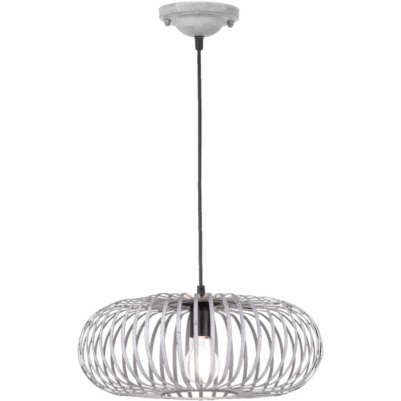 Etc-shop - Lampe suspension salle d'étude suspension cage métal gris DIMMABLE dans un set comprenant des ampoules LED RGB