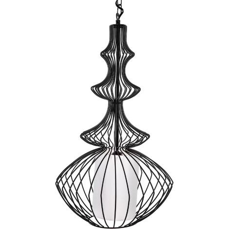 Lampe Suspension Luminaire en Métal Noir E27 60W pour Éclairage de Salon ou Salle à Manger au Design Vintage Industriel Tendance Beliani