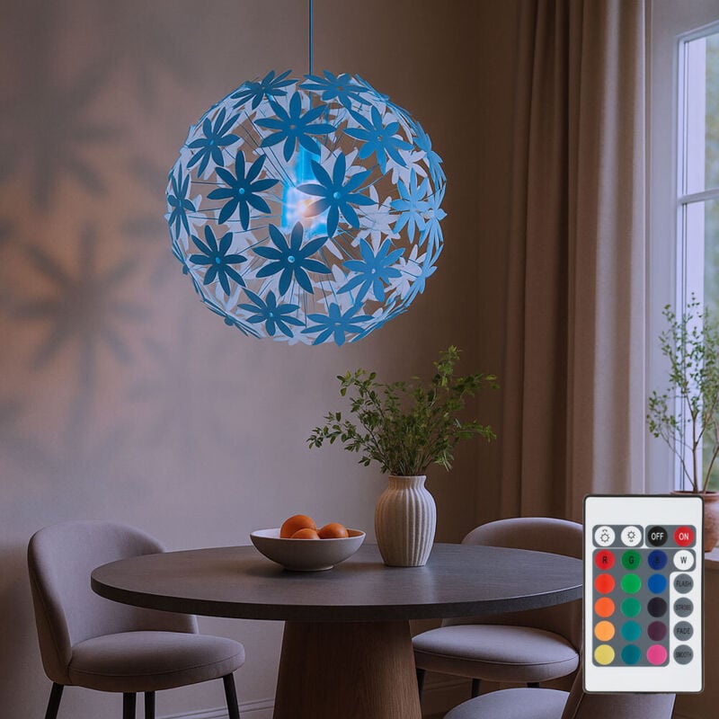 Globo Lighting - Suspension Motif Fleur Plafonnier suspendu blanc rond Plafonnier Fleur led, télécommande rgb changement de couleur variable, 1x 4W