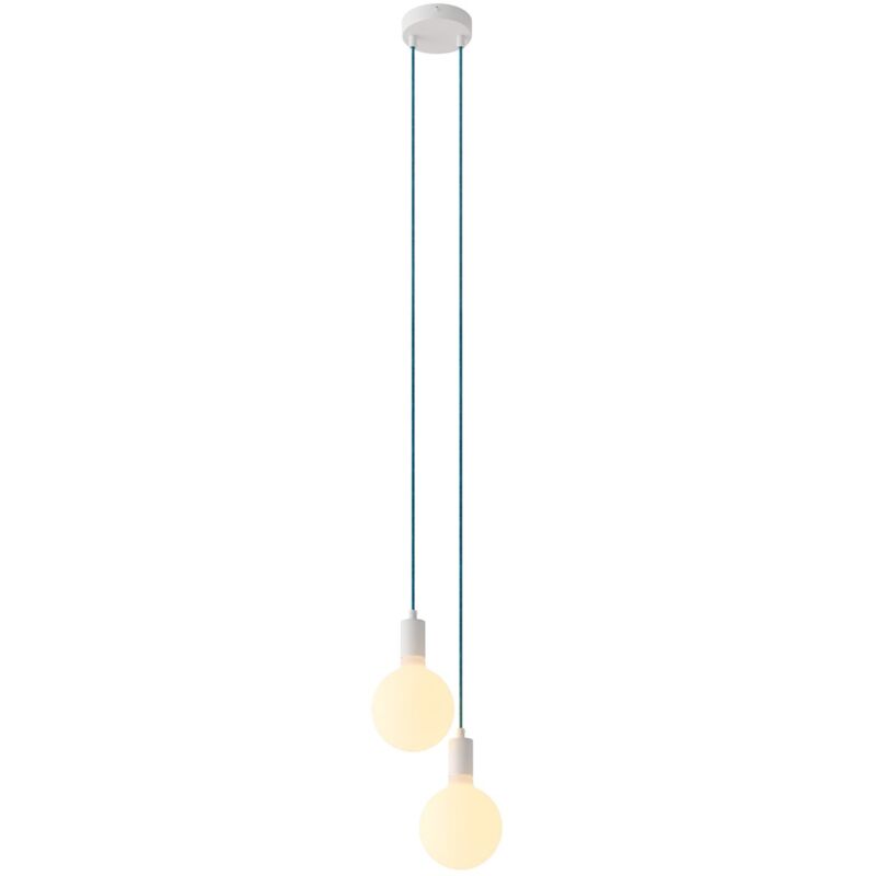 creative cables - Lampe suspendue multiple avec 2 gouttes, avec câble textile et garniture métallique creative cables - Lampe suspendue multiple avec 2 gouttes, avec câble textile et garniture métallique