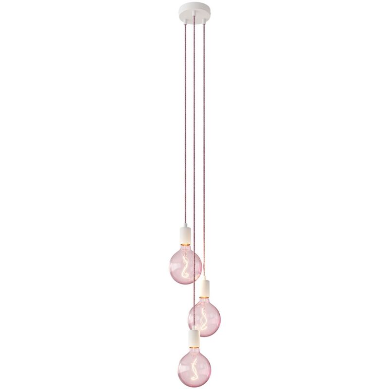 creative cables - Lampe suspendue multiple avec 3 gouttes, avec câble textile et garniture métallique creative cables - Lampe suspendue multiple avec 3 gouttes, avec câble textile et garniture métallique