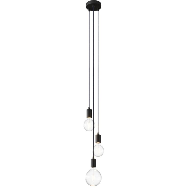 creative cables - Lampe suspendue multiple avec 3 gouttes, avec câble textile et garniture métallique creative cables - Lampe suspendue multiple avec 3 gouttes, avec câble textile et garniture métallique