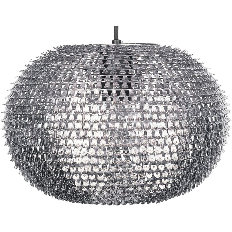 Lampe Suspension E27 Max 40W en Métal Argenté Boule Légère et Robuste Moderne Reine