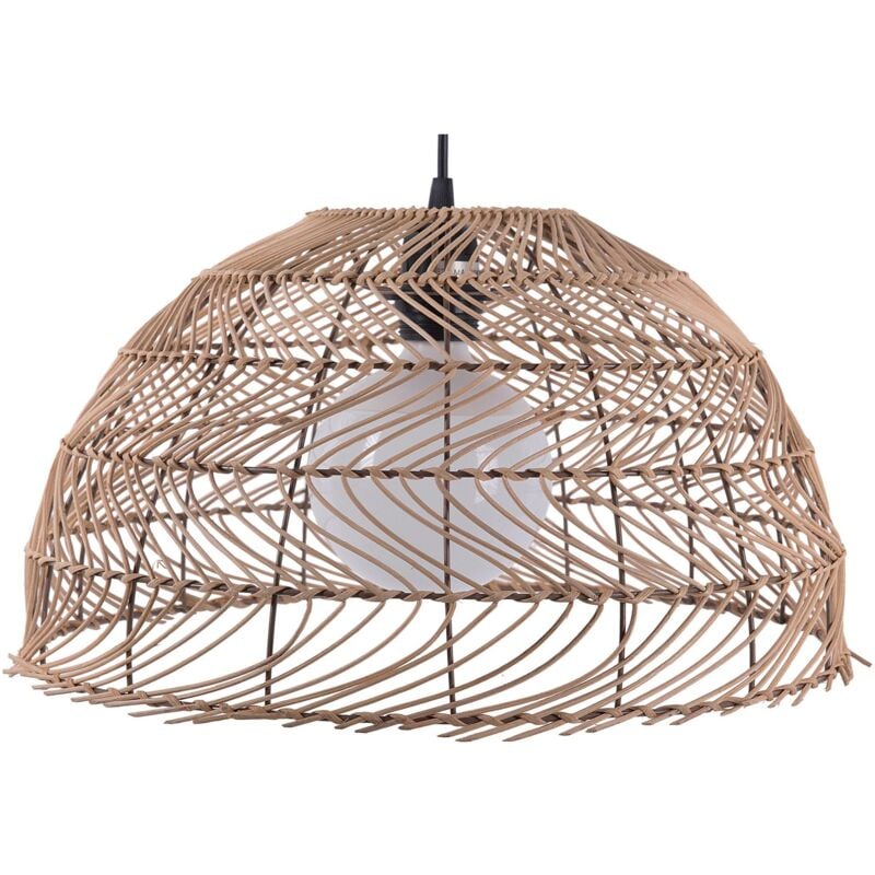 Lampe Suspension en Rotin Naturel Marron Clair E27 Max. 60W pour Éclairage Ambiant de Chambre ou Salon au Style Bohème et Campagne Beliani