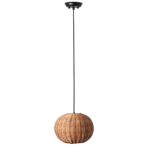 Lampe suspension noir/rotin ø250 HAKA 65134-73
