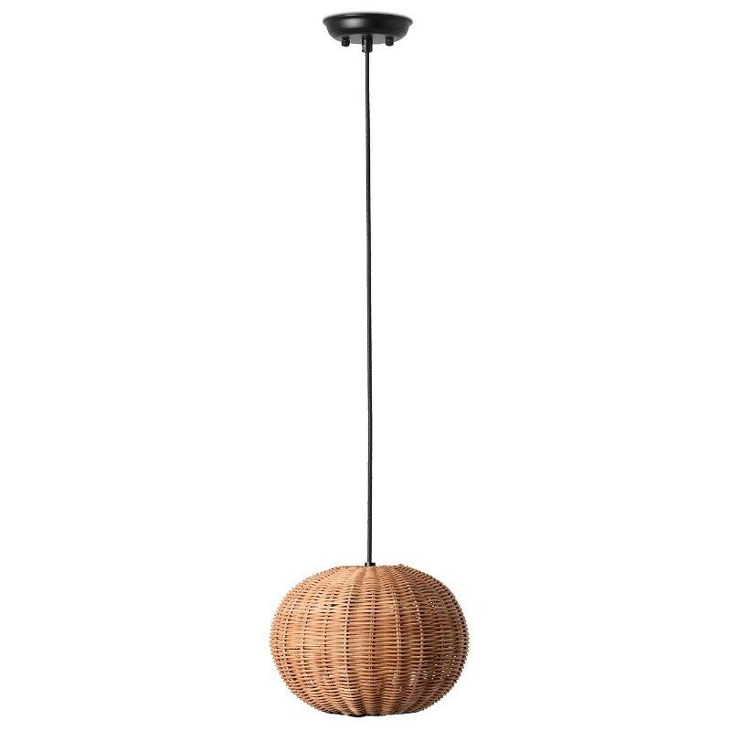 Faro Barcelona - Lampe suspension noir/rotin ø250 haka 65134-73