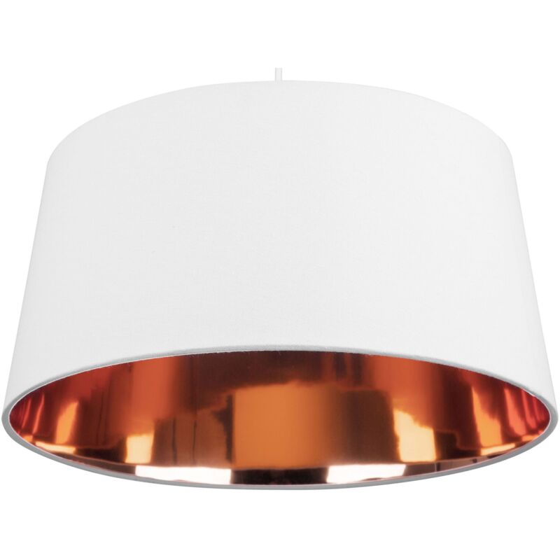 Beliani - Lampe Suspension Ronde Blanche Intérieur Cuivré en Tissu E27 Max 40W pour Salon ou Chambre au Style Glamour Moderne et Élégant