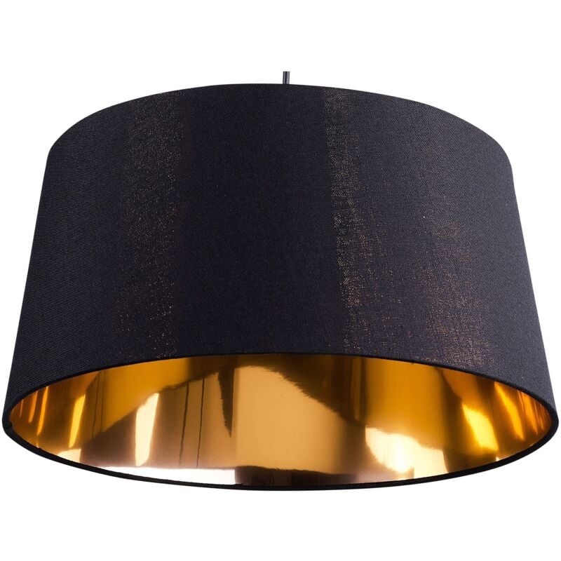 Lampe Suspension Ronde Noire Intérieur Doré en Tissu E27 Max 40W pour Salon ou Chambre au Style Glamour Moderne et Élégant Beliani