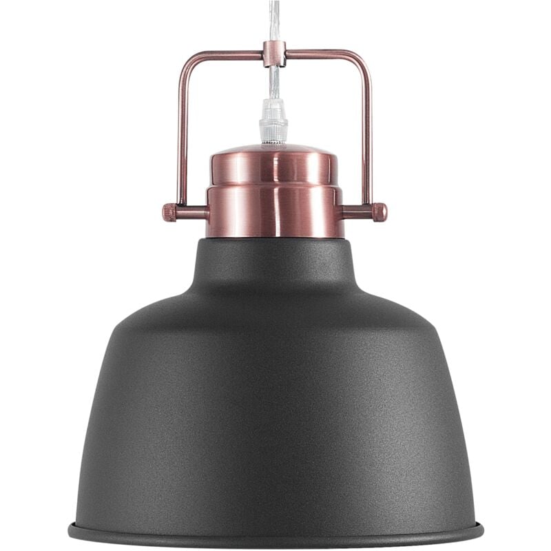 Lampe Suspension en Métal Gris Graphite et Cuivré E27 Max. 60W Éclairage Déco Tendance pour Intérieurs Industriels Urbains Beliani