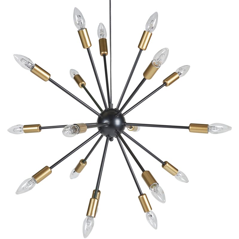 Lampe suspension noire et dorée 18 ampoules MAGUSE