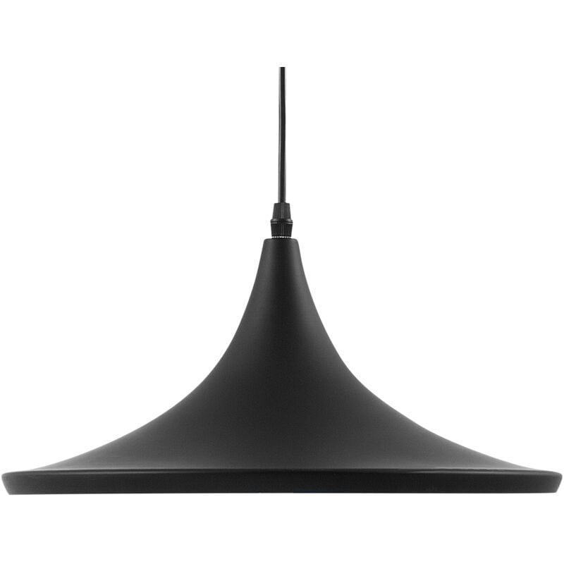 Lampe Suspension en Forme de Trompette en Métal Noir Intérieur Doré E27 Max. 60W pour Salle à Manger Design Industriel Minimaliste Beliani