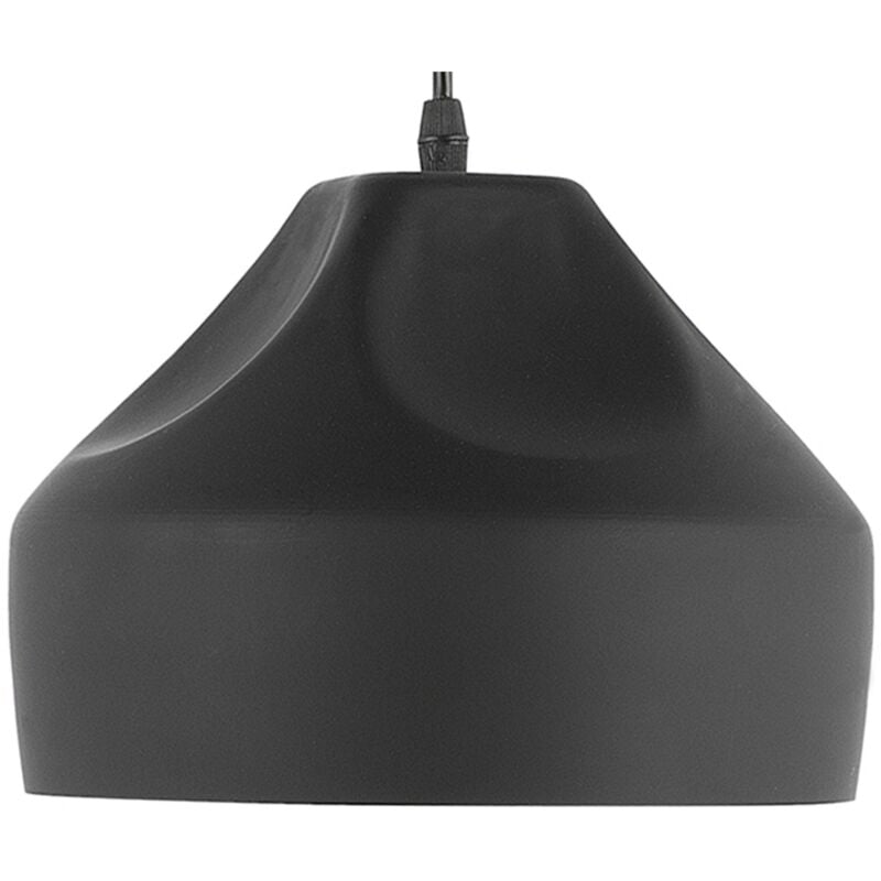 Lampe Suspension Type Cloche en Métal Noir Intérieur Blanc E27 Max. 40W Design Minimaliste Tendance pour Salle à Manger ou Salon Moderne Beliani