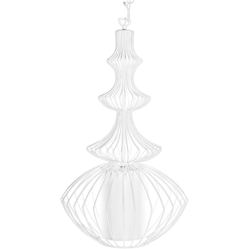 Lampe Suspension Luminaire en Métal Blanc E27 60W pour Éclairage de Salon ou Salle à Manger au Design Vintage Industriel Tendance Beliani