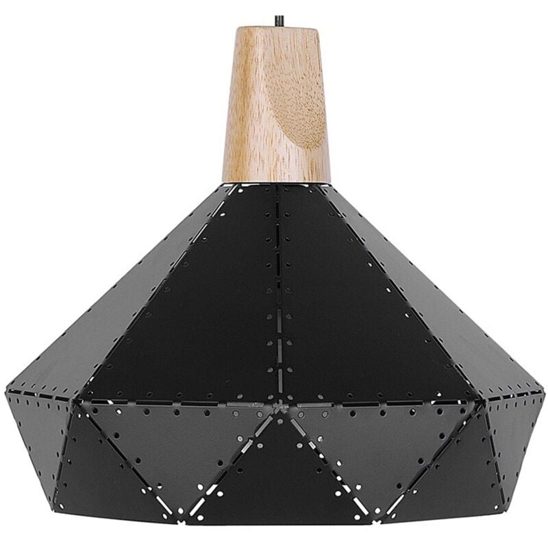 Lampe Suspension Luminaire Plafond en Métal Noir Perforé Motif Triangles E27 Max 40W Design Original et Minimaliste pour Maison Scandinave Beliani