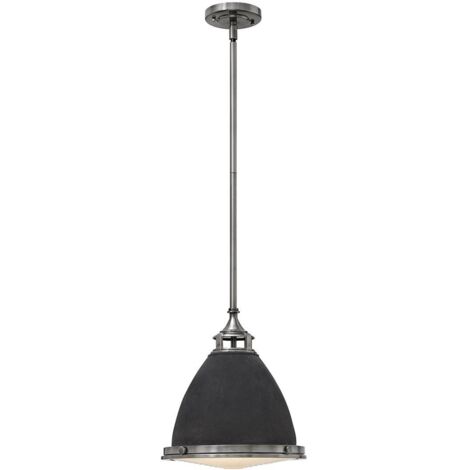 Lampe suspension plafonnier verre métal zinc D 32,4 cm lampe salle à manger
