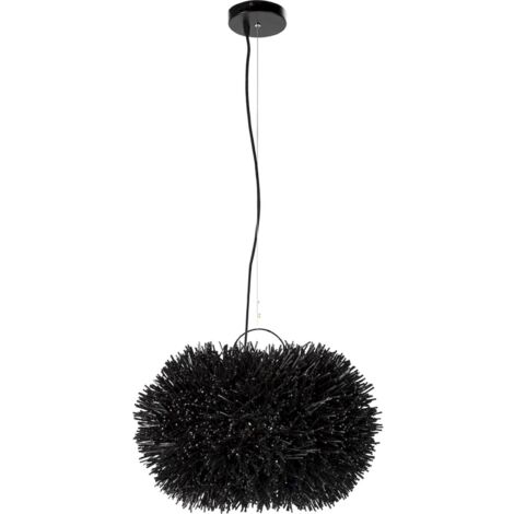 Lampe suspension rotin noir design contemporain pour salon élégant - noir profond rotin naturel