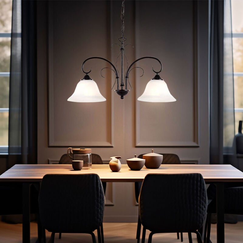 Lampe suspension suspension vintage en métal lampe suspension rétro salle à manger lampe de salon Plafonnier en couleur rouille, avec abat-jour en