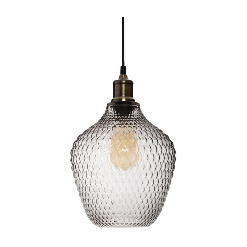 Lampe Suspension Verre Fumé 'Omaha' 25cm Gris
