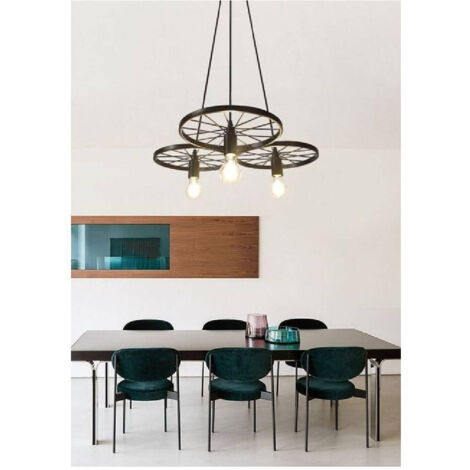 Lampe Suspension Vintage 3 Douilles E27 Rustique Rétro Country Lp-86n