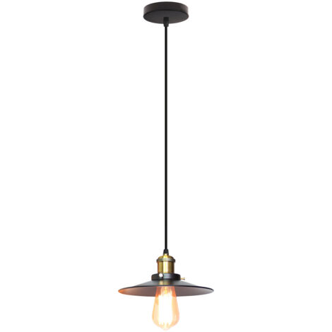 Lampe Suspension Vintage E27 Luminaire Plafonnier Intérieur Lustre Suspension Réglable Ø26CM Noir - 1Pcs