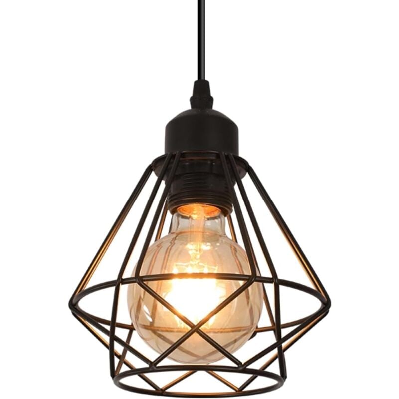 GOECO Suspension E27 Rétro Lustre Plafonnier Vintage Métal Lampe Cage Éclairage de Plafond Abat-jour pour Restaurant Salon Chambre Cuisine Bar