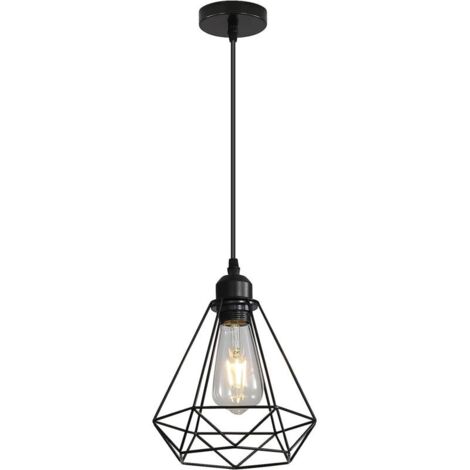 Lampe Suspension Vintage, Stoex E27 Lustre Plafonniers (sans ampoule) Style Retro Industrielle (forme de cage)