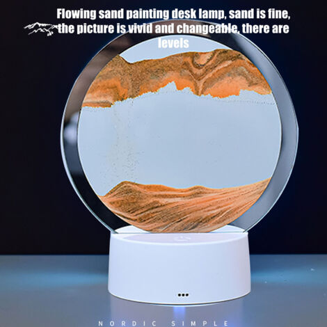 Lampe Table à Sable Art Quicksand - Lampe de Table Hourglass 3D 7 Couleurs Lumière Changeante Touch - Lampe de Chevet pour Chambre et Hotel - Matière Verre et Plastique (520g)