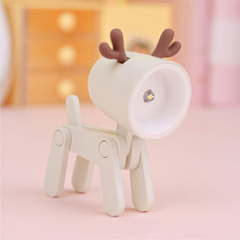 Lampe Table Animal Mignon LED [Plastic, Beige, 3x6x8cm] - Lampe de Bureau Réglable avec Support pour Smartphone - Lumière Douce pour Chambre