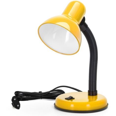 Lampe Table E27, Col Réglable, Jaune,Ampoule Non Incluse